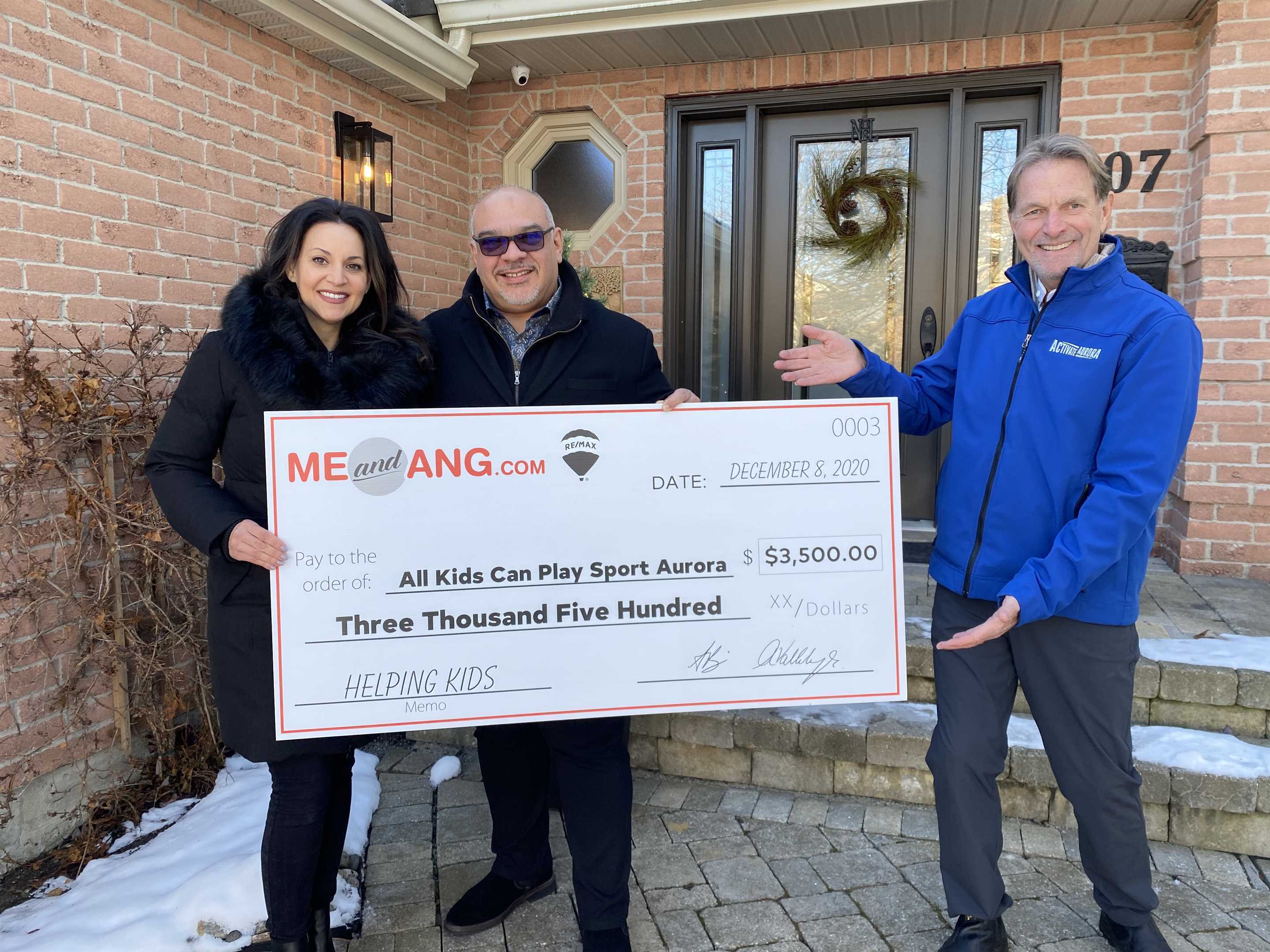 MEandANG Real Estate with Re/Max Realty Specialists Inc. Makes Another Donation to Sport Aurora